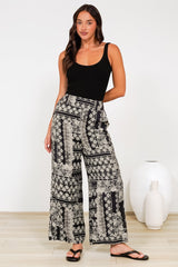 Orin Pants - Flat Front Waist Panel Straight Leg Pants in Dixon Print