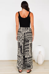 Orin Pants - Flat Front Waist Panel Straight Leg Pants in Dixon Print