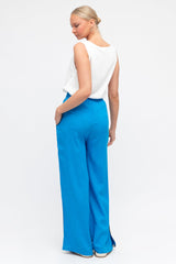 Oskar Pants - High Waisted Sports Stripe Side Seams in Blue