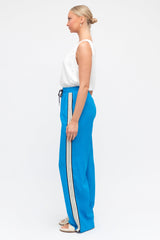 Oskar Pants - High Waisted Sports Stripe Side Seams in Blue