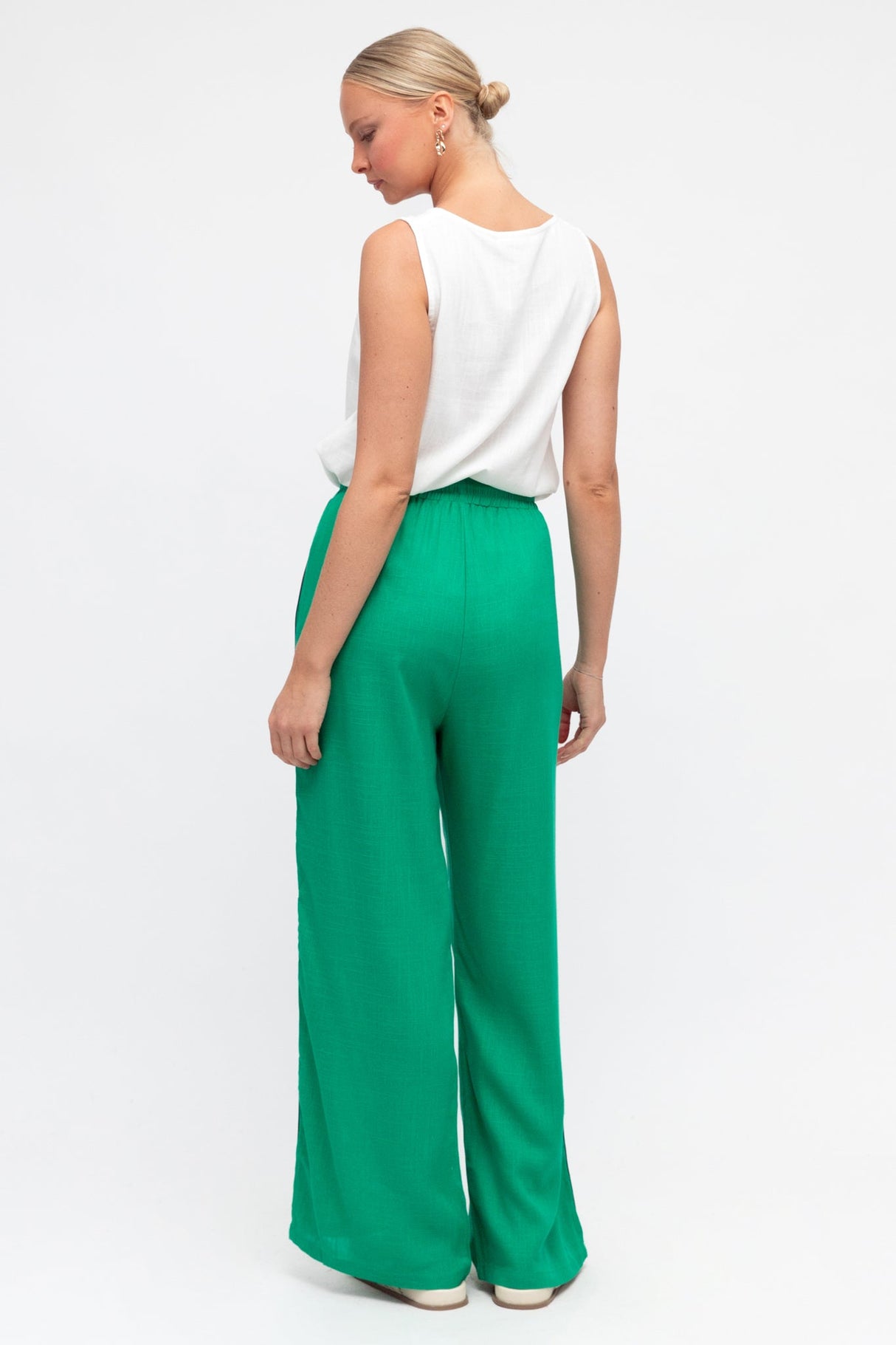 Oskar Pants - High Waisted Sports Stripe Side Seams in Green