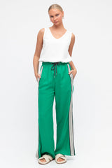 Oskar Pants - High Waisted Sports Stripe Side Seams in Green