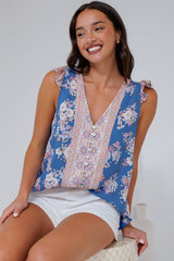 Oslo Top  - Sleeveless Button Down Top in Minnie Print