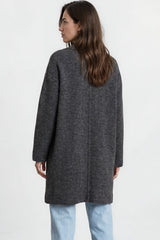 Model wearing Oswin Cardigan in Charcoal from Salty Crush