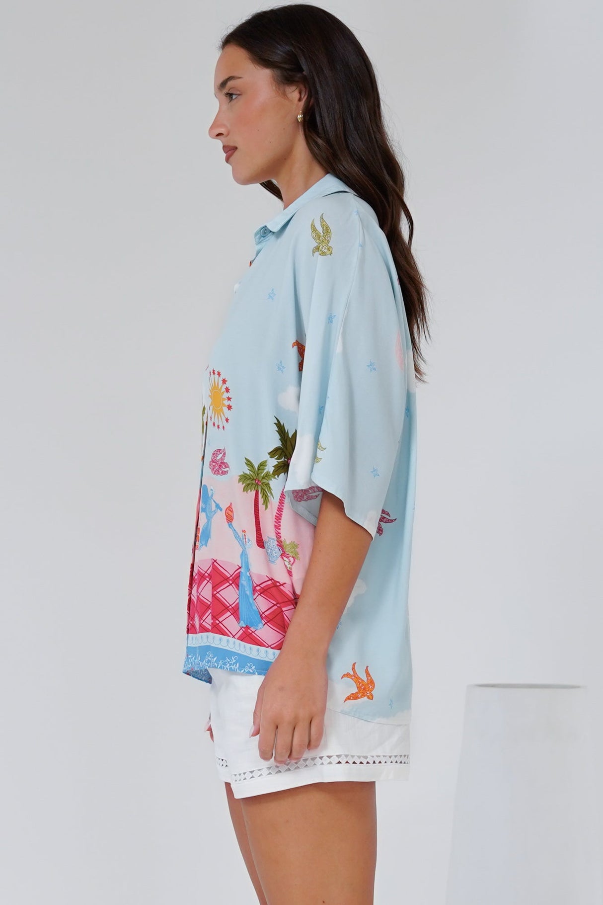 Otis Shirt - Ric Rac Trim Button Down Shirt in Staria Print