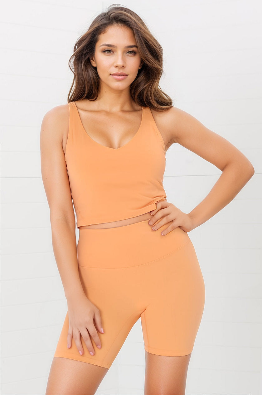 Axel Sports Crop - Waist Length In-Built Support Sports Top in Boston Orange