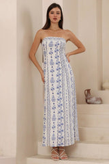 Paige Maxi Dress - Strapless A-Line Dress in Mabel Print