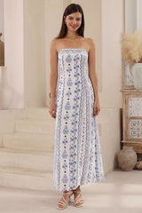 Paige Maxi Dress - Strapless A-Line Dress in Mabel Print