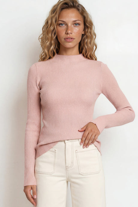 Model wearing Paisley Knit Top in Pink from Salty Crush