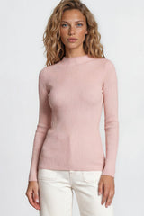 Model wearing Paisley Knit Top in Pink from Salty Crush