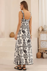 Palma Maxi Dress - Scallop Trim A-Line Dress with Pockets in Sunbaya Print