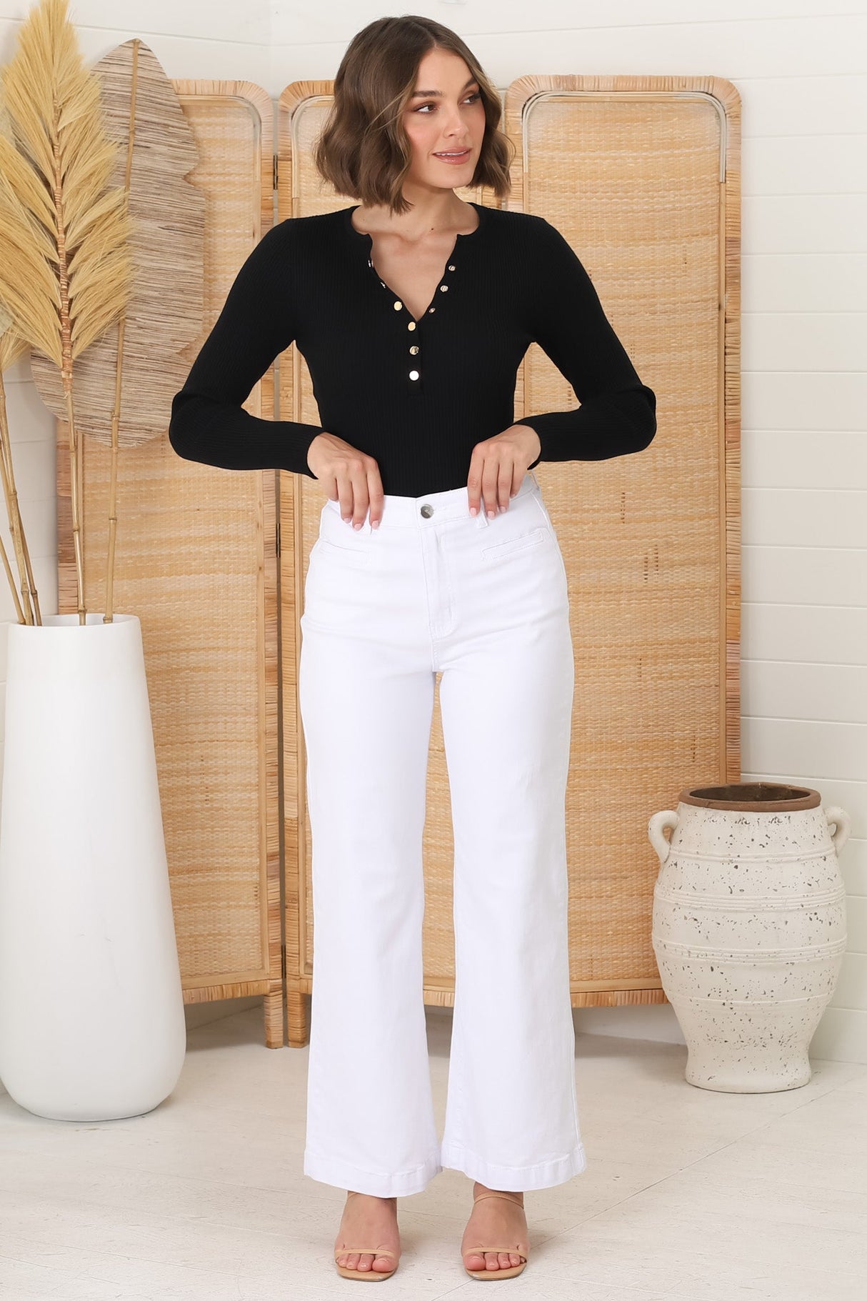 Payton High Waist Wide Leg Jeans in White