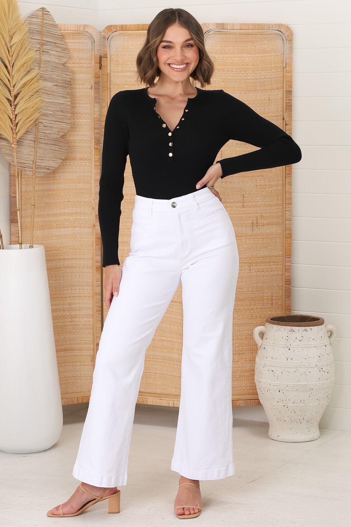 Payton High Waist Wide Leg Jeans in White