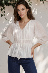 Model wearing Peaches Top in White from Salty Crush