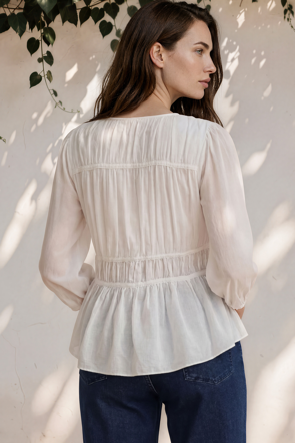 Model wearing Peaches Top in White from Salty Crush