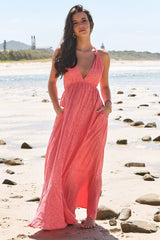 JAASE - Pearl Maxi Dress: Knot Detail Sun Dress with Criss Cross Tie at Back in Little Bow Print