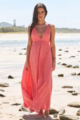 JAASE - Pearl Maxi Dress: Knot Detail Sun Dress with Criss Cross Tie at Back in Little Bow Print