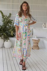 JAASE - Pepper Midi Dress: Button-Down Shirt Dress with Matching Belt in La Mer Print