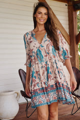 JAASE - Petal Mini Dress: Tiered Smock Dress in Symphony Print