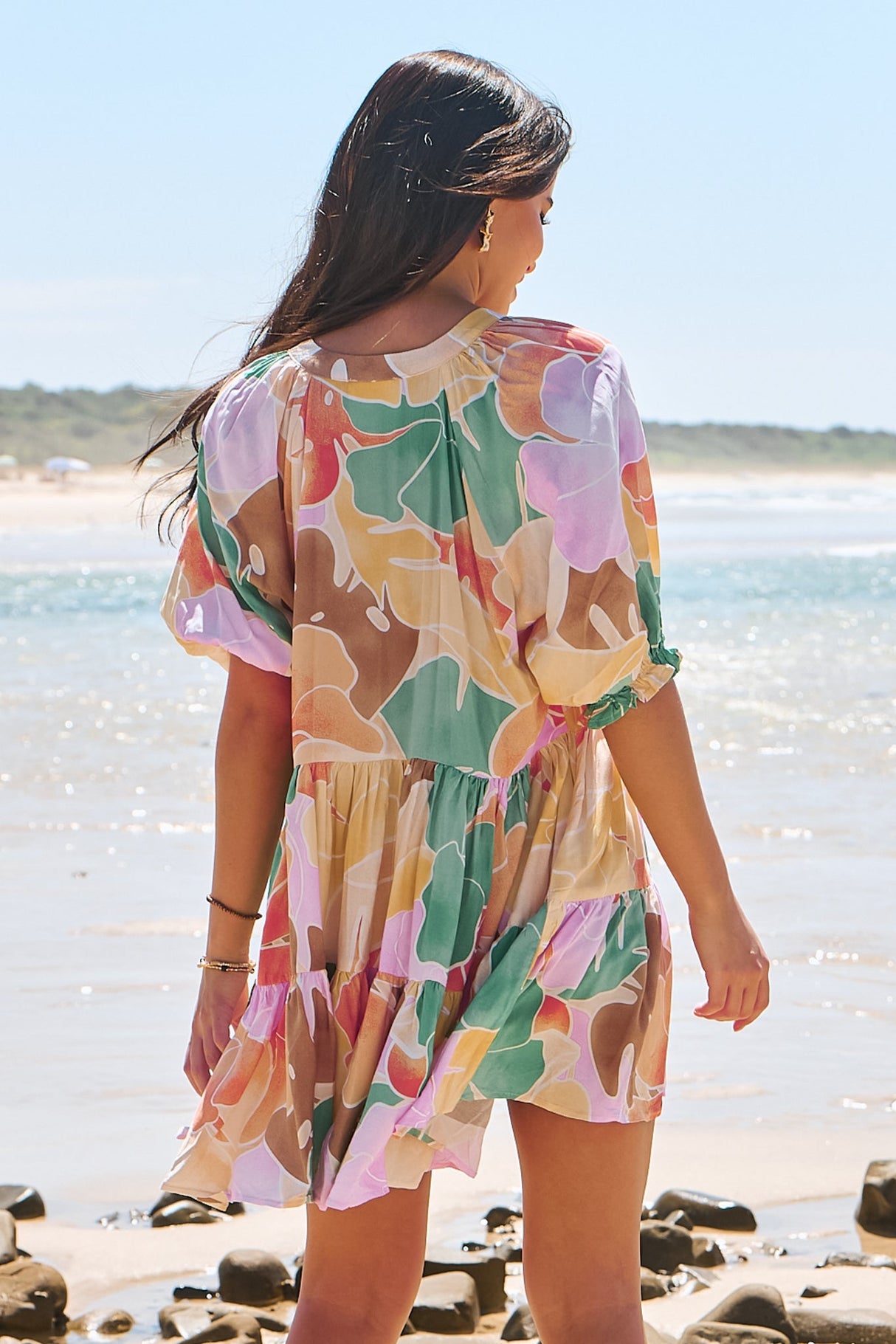 JAASE - Petal Mini Dress: Tiered Smock Dress in Tallulah Print