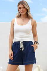 Phaedra Singlet Top - Ribbed Scooped Neck Singlet in White