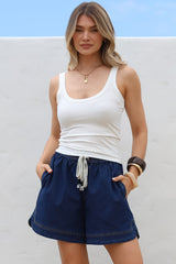 Phaedra Singlet Top - Ribbed Scooped Neck Singlet in White