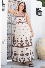 Phoebe Maxi Dress - A-Line Sun Dress with Pockets and Adjustable Straps in Vianella Print