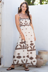 Phoebe Maxi Dress - A-Line Sun Dress with Pockets and Adjustable Straps in Vianella Print