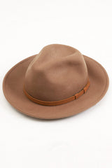 Empire Hat - Hard Brim Fedora with Thin Band Detail in Camel