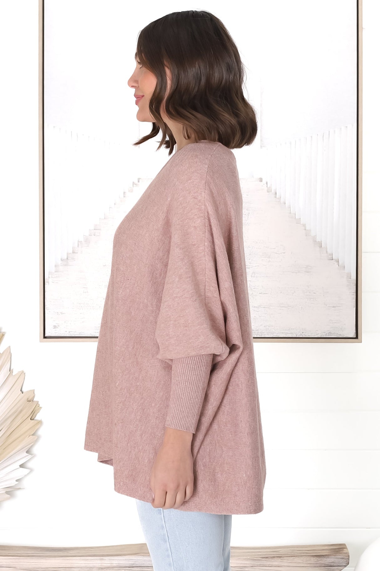 Pier Jumper - Oversized Batwing Knit Jumper in Coco Blush