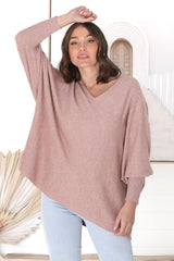 Pier Jumper - Oversized Batwing Knit Jumper in Coco Blush