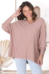 Pier Jumper - Oversized Batwing Knit Jumper in Coco Blush