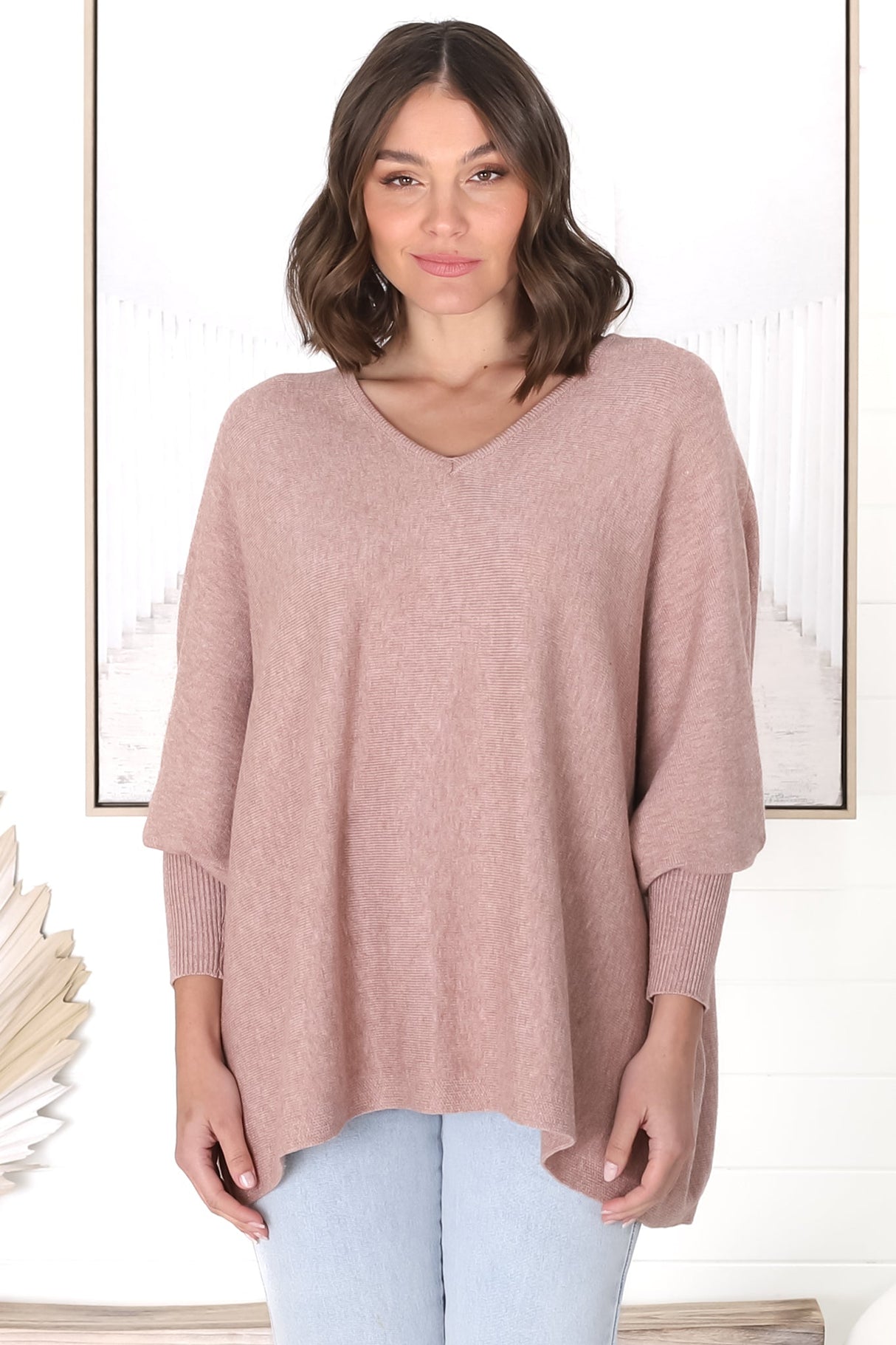 Pier Jumper - Oversized Batwing Knit Jumper in Coco Blush