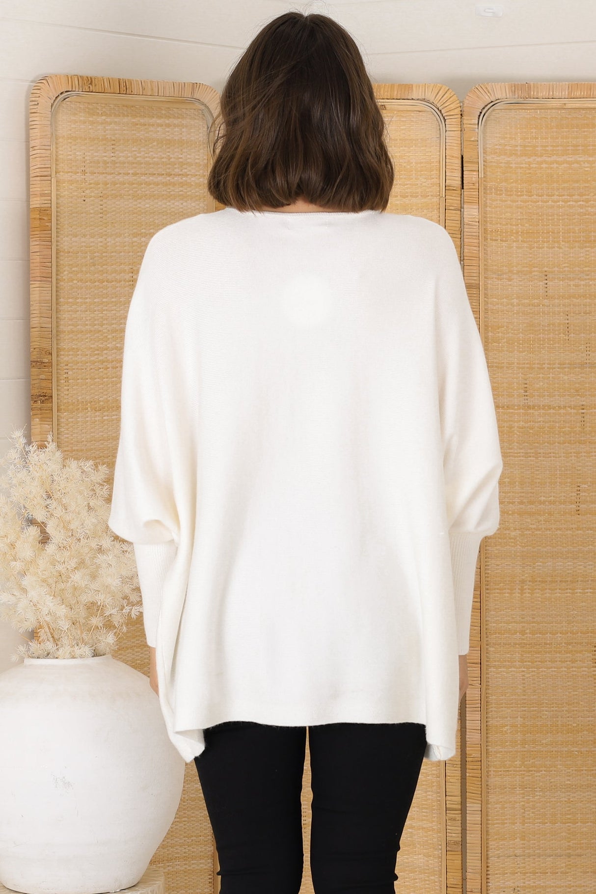 Pier Jumper - Oversized Batwing Knit Jumper in Cream