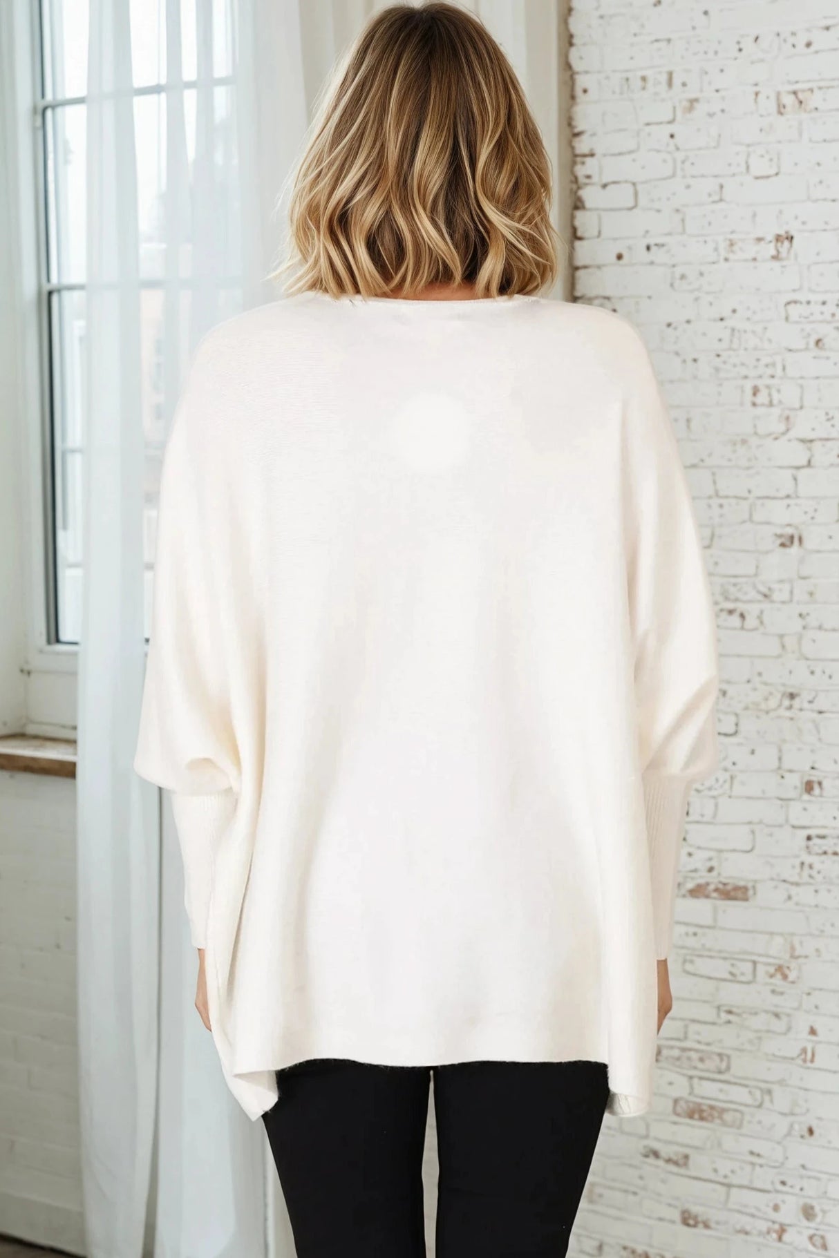 Pier Jumper - Oversized Batwing Knit Jumper in Cream