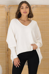 Pier Jumper - Oversized Batwing Knit Jumper in Cream