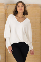 Pier Jumper - Oversized Batwing Knit Jumper in Cream