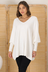 Pier Jumper - Oversized Batwing Knit Jumper in Cream