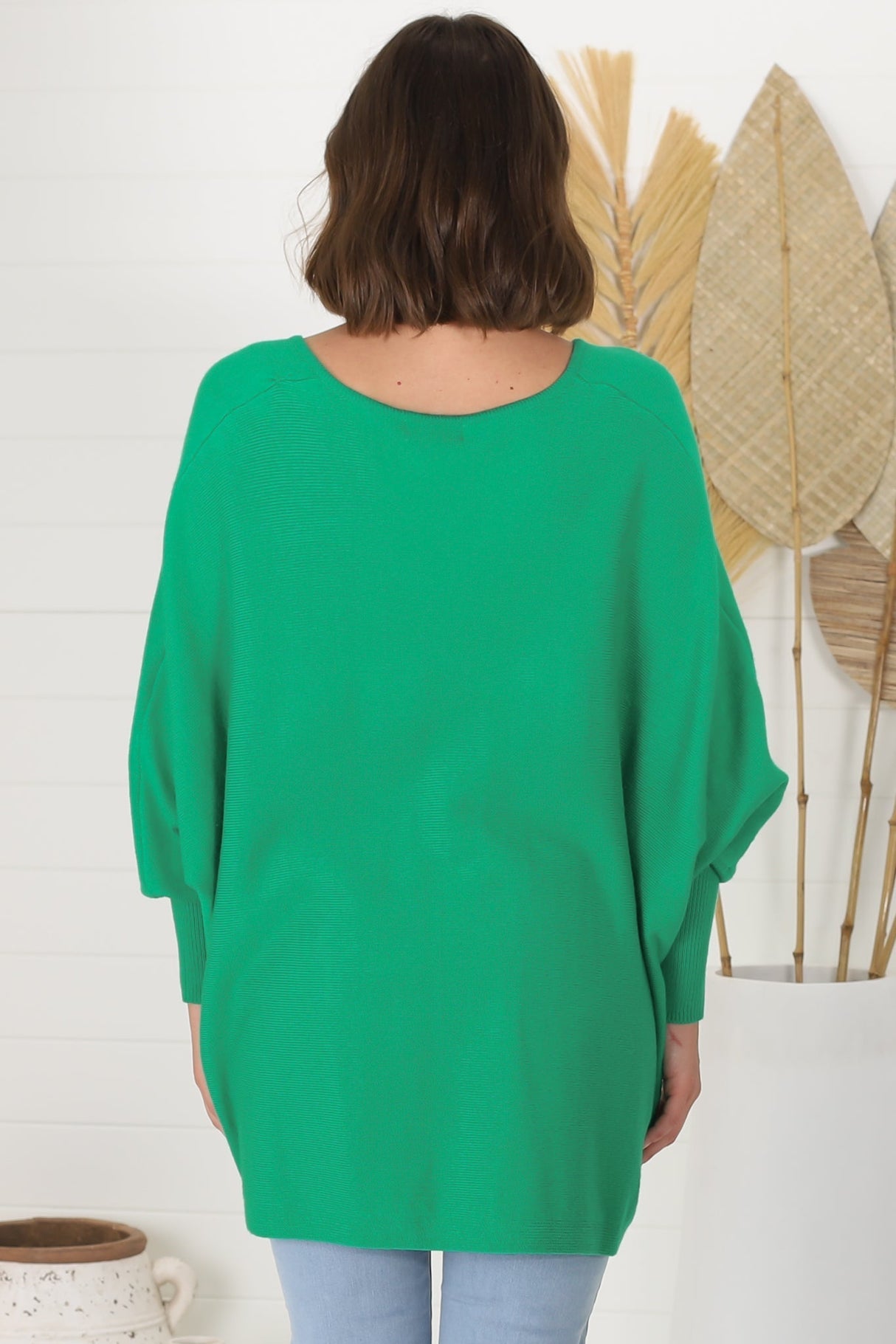 Pier Jumper - Oversized Batwing Knit Jumper in Green