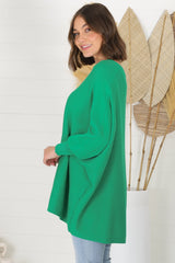 Pier Jumper - Oversized Batwing Knit Jumper in Green