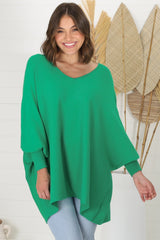 Pier Jumper - Oversized Batwing Knit Jumper in Green