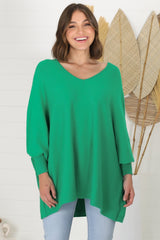 Pier Jumper - Oversized Batwing Knit Jumper in Green