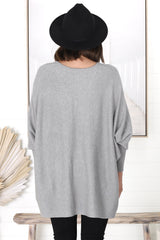 Pier Jumper - Oversized Batwing Knit Jumper in Grey