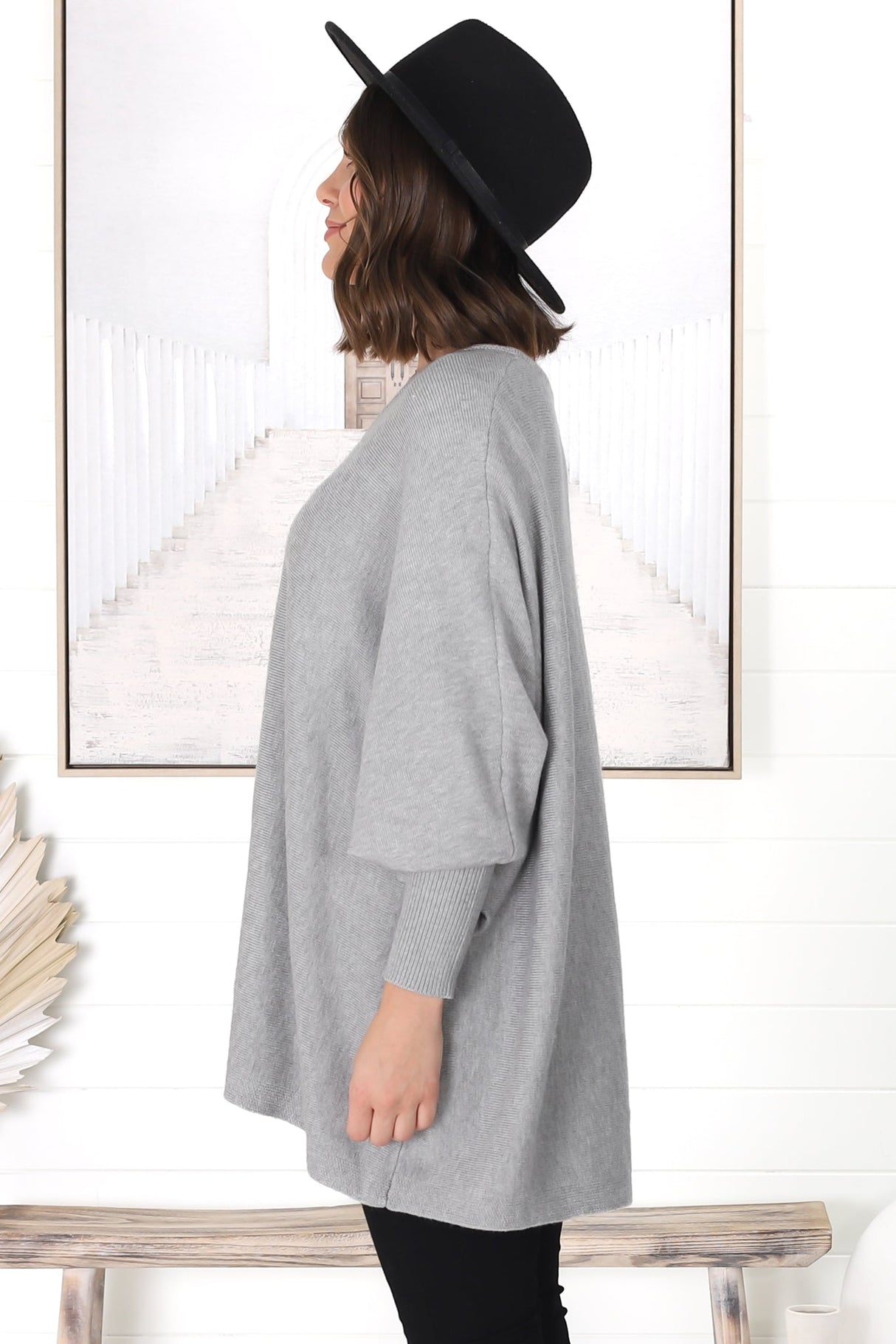 Pier Jumper - Oversized Batwing Knit Jumper in Grey