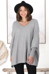 Pier Jumper - Oversized Batwing Knit Jumper in Grey