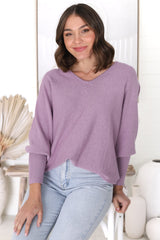 Pier Jumper - Oversized Batwing Knit Jumper in Lilac