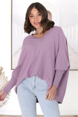 Pier Jumper - Oversized Batwing Knit Jumper in Lilac