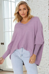 Pier Jumper - Oversized Batwing Knit Jumper in Lilac