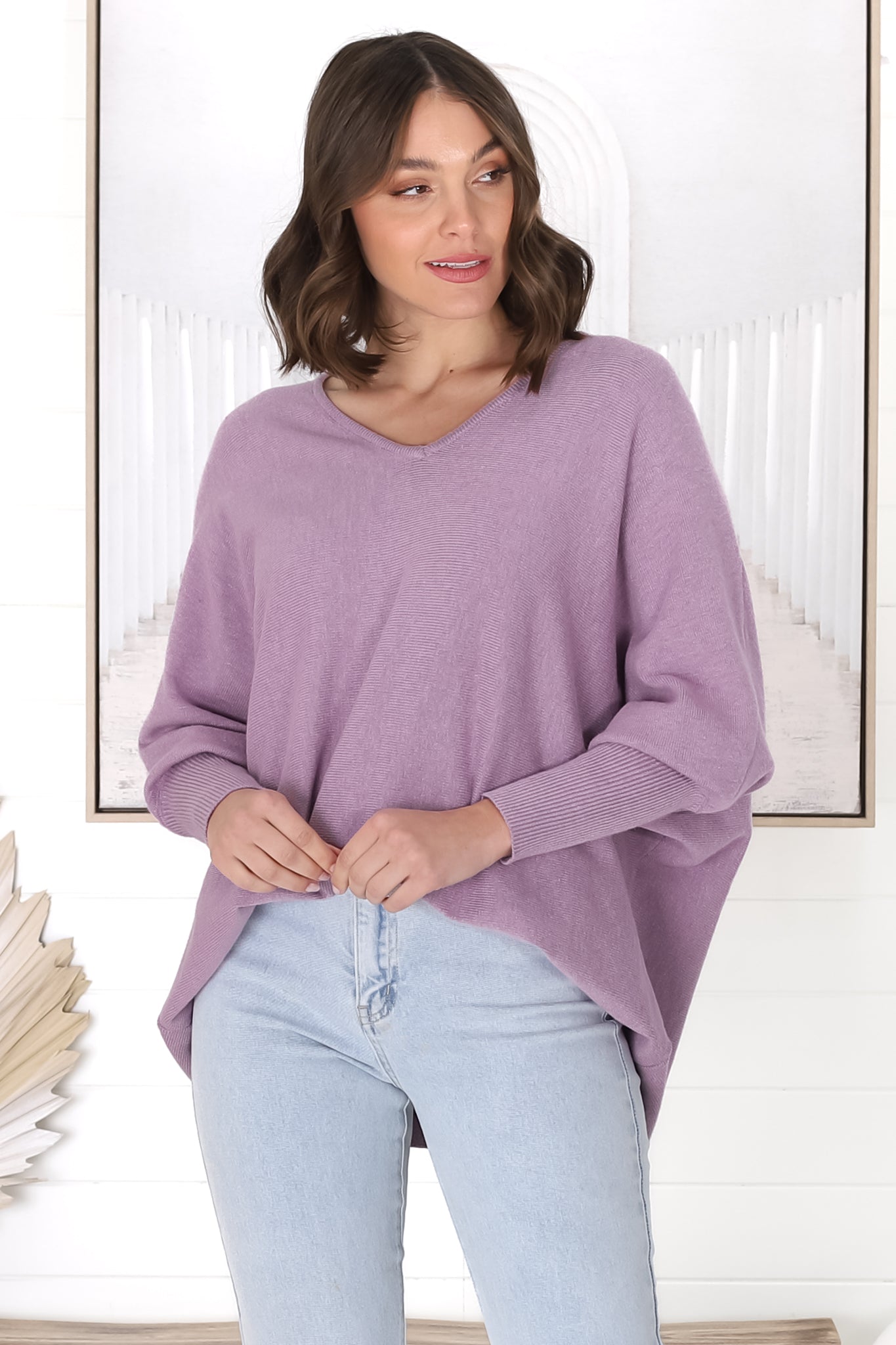 Pier Jumper - Oversized Batwing Knit Jumper in Lilac