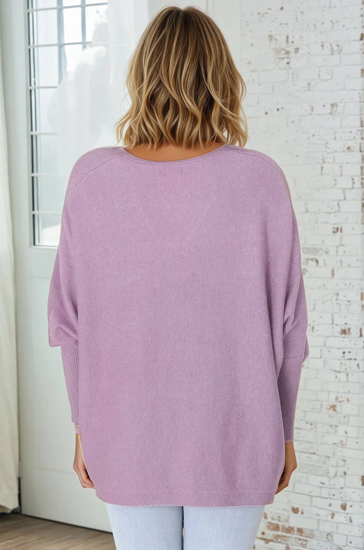 Pier Jumper - Oversized Batwing Knit Jumper in Lilac